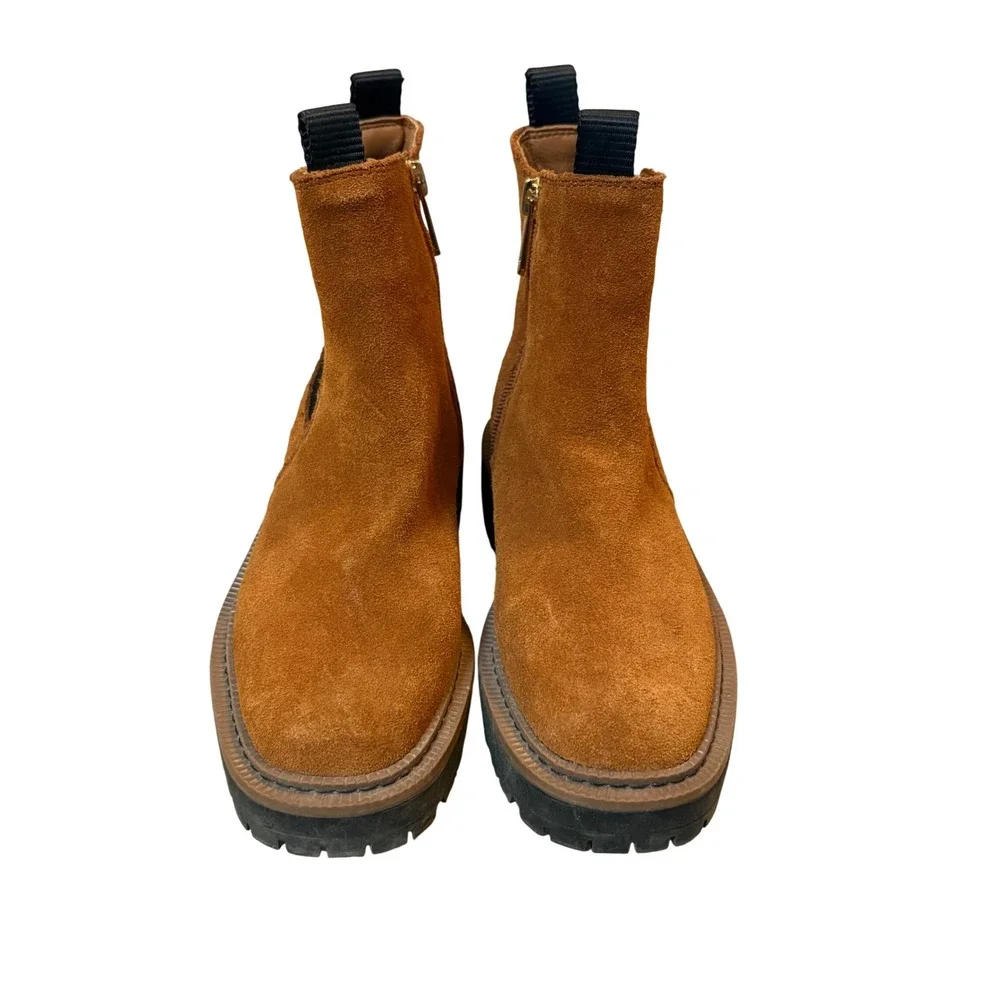 Sam Edelman‎ Laguna Kids Suede Leather Chelsea Boots Ginger Brown Lug Sole 1Y